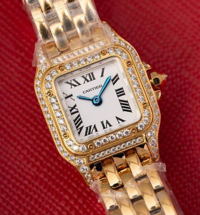 Cartier Lighter Solid Gold Panthere Watch Replica 19*25mm 316L Steel Imported Quartz Movement Watch